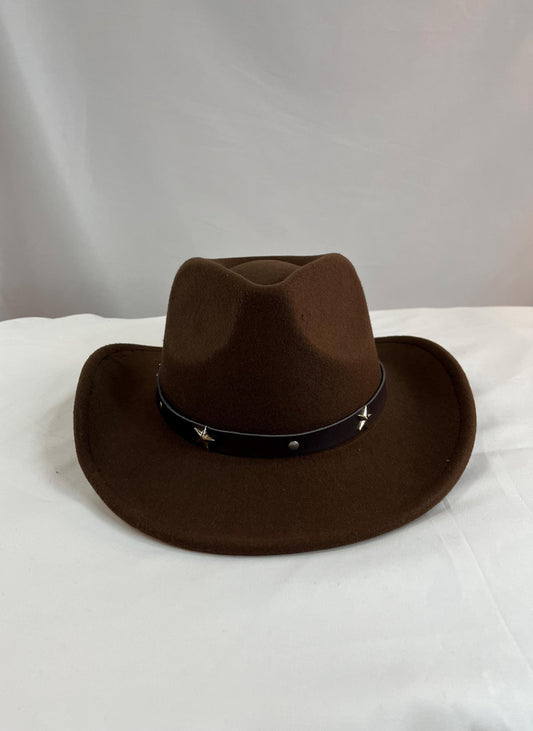 Western Style Cowboy Cowgirl Hat with Star Belt Band - Western Rodeo
