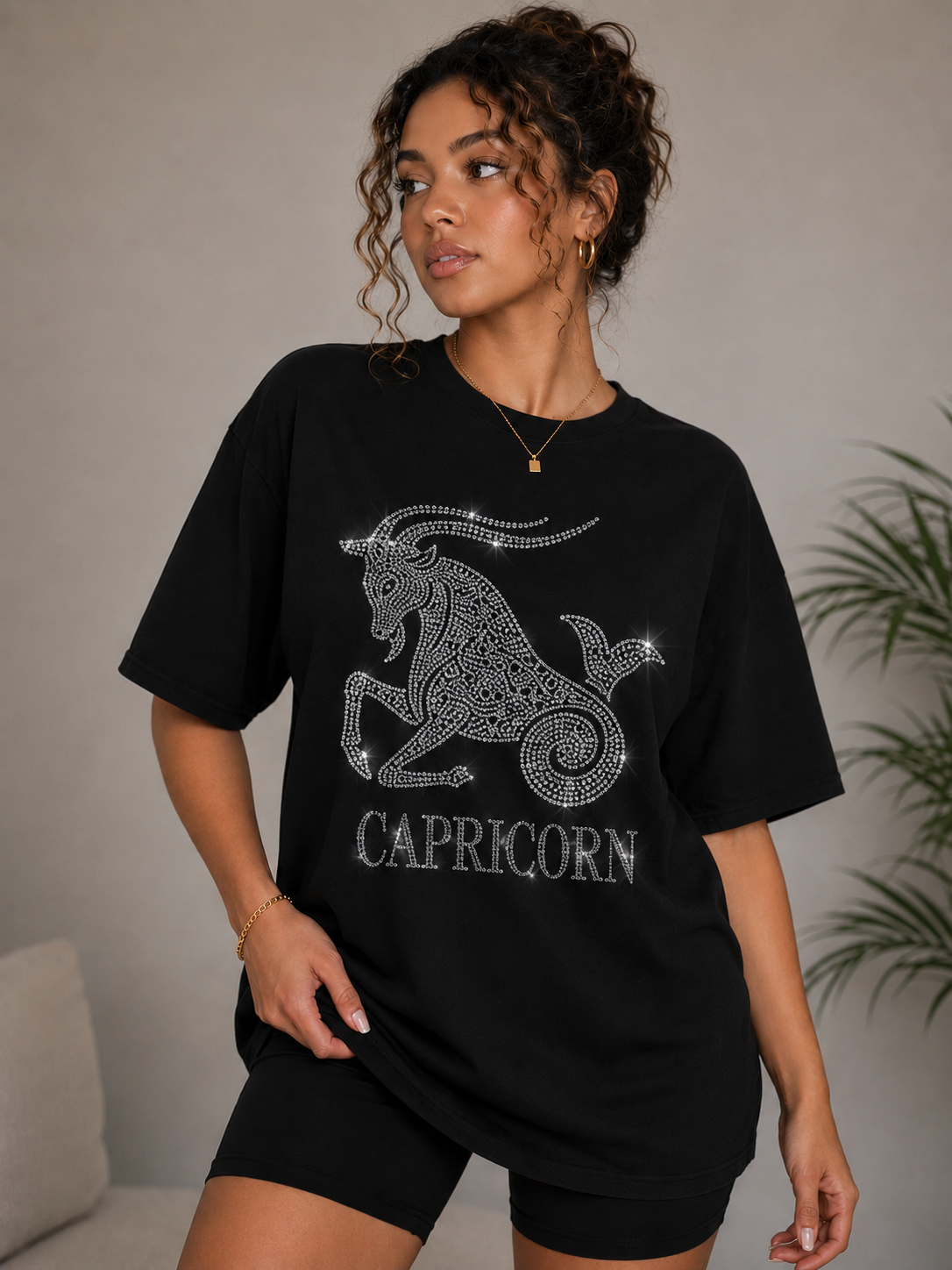 Bling Zodiac Rhinestone Graphic T-Shirts