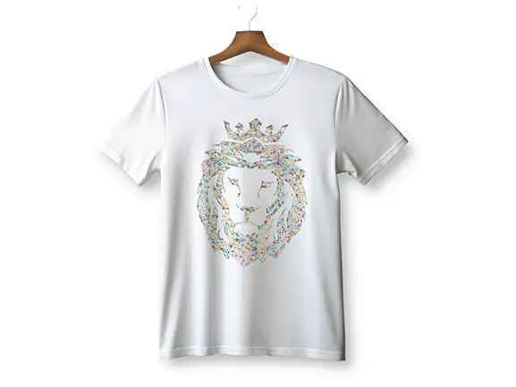 Gildan King Lion T-Shirt with Rainbow Colored Rhinestones