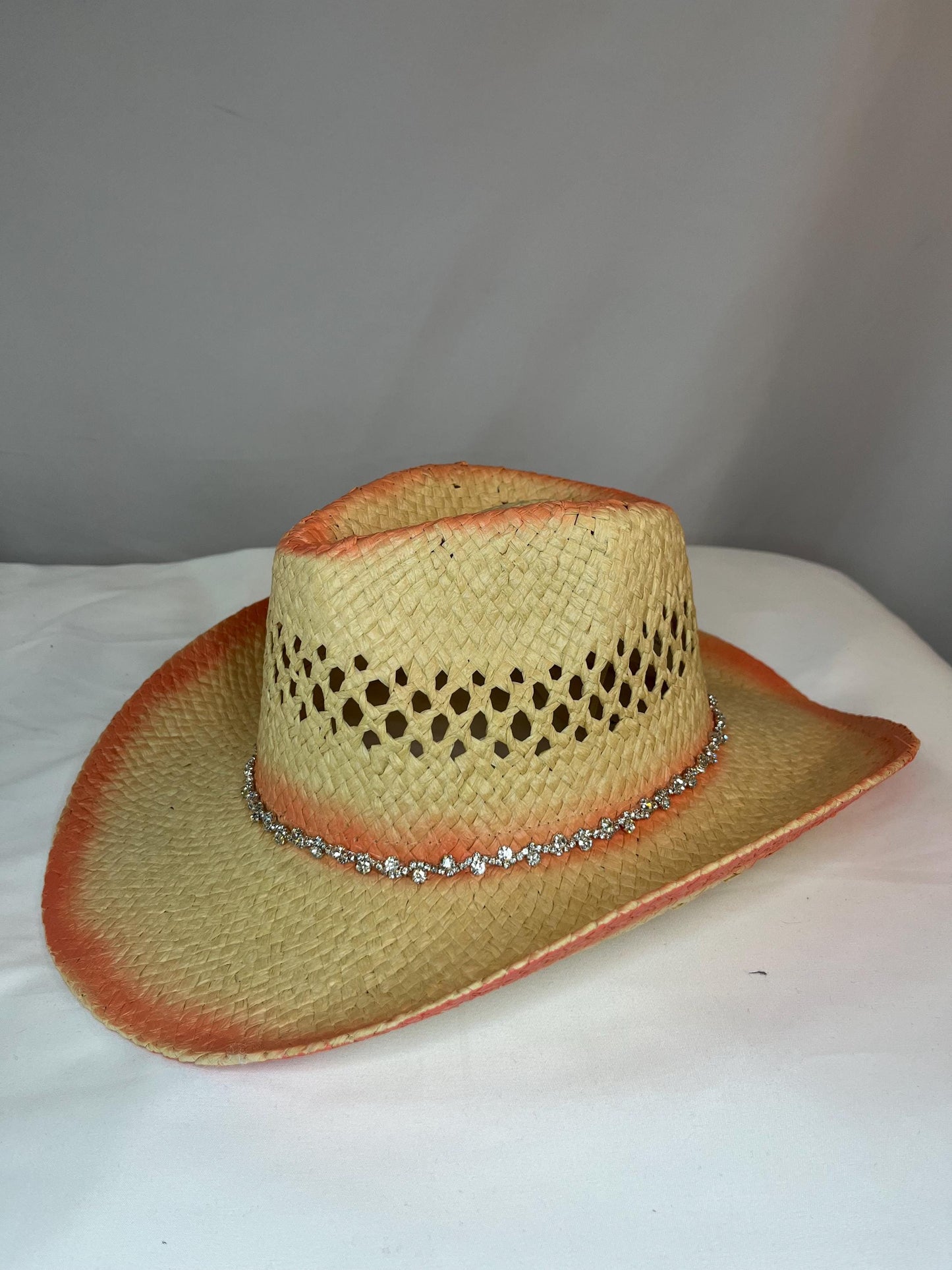 Western Straw Cowboy Hat with Rhinestone Band