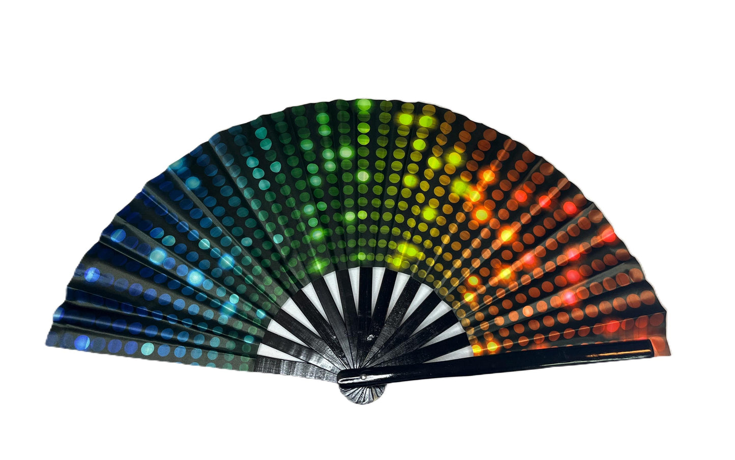 Large Print Colorful Ombre Rainbow Handheld Fan Line Dance Rodeo Fan