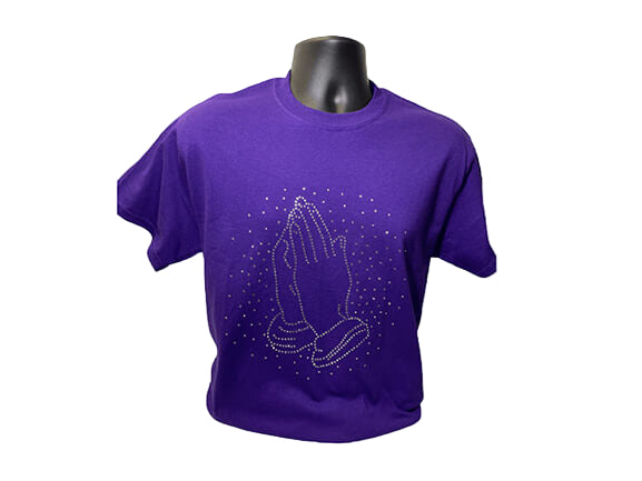 Gildan Small Praying Hands: Silver Rhinestones