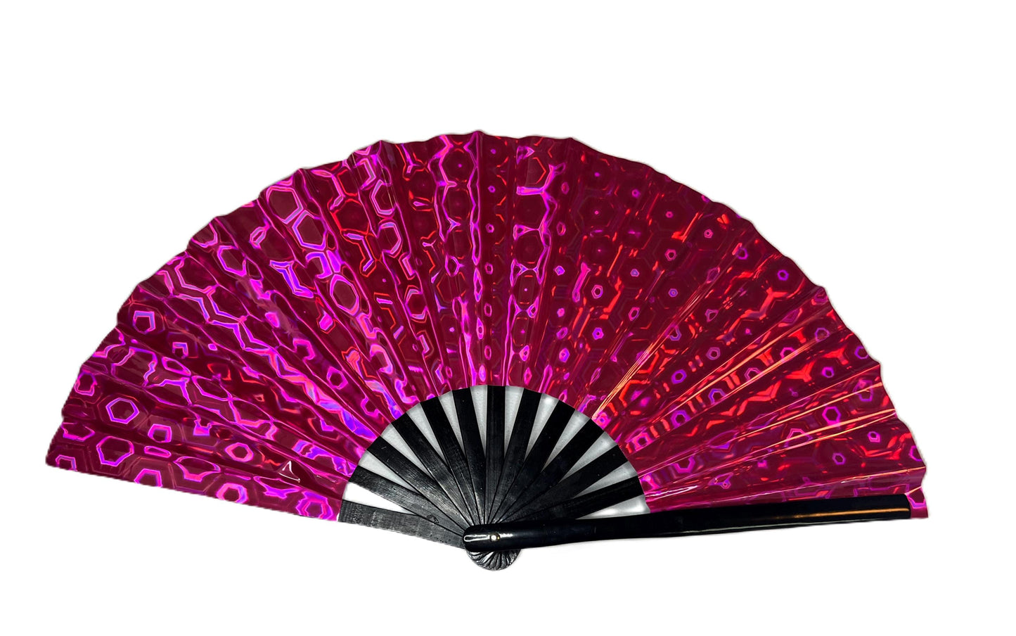 Large Print Colorful Ombre Rainbow Handheld Fan Line Dance Rodeo Fan
