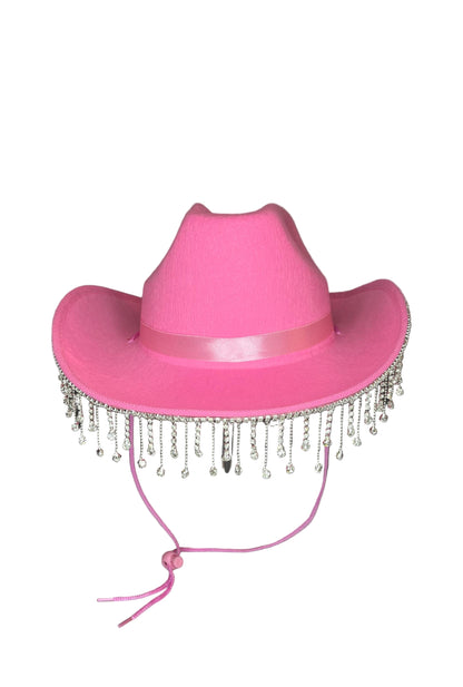 Western Cowboy Hat with Crystal Fringe Hanging Trim