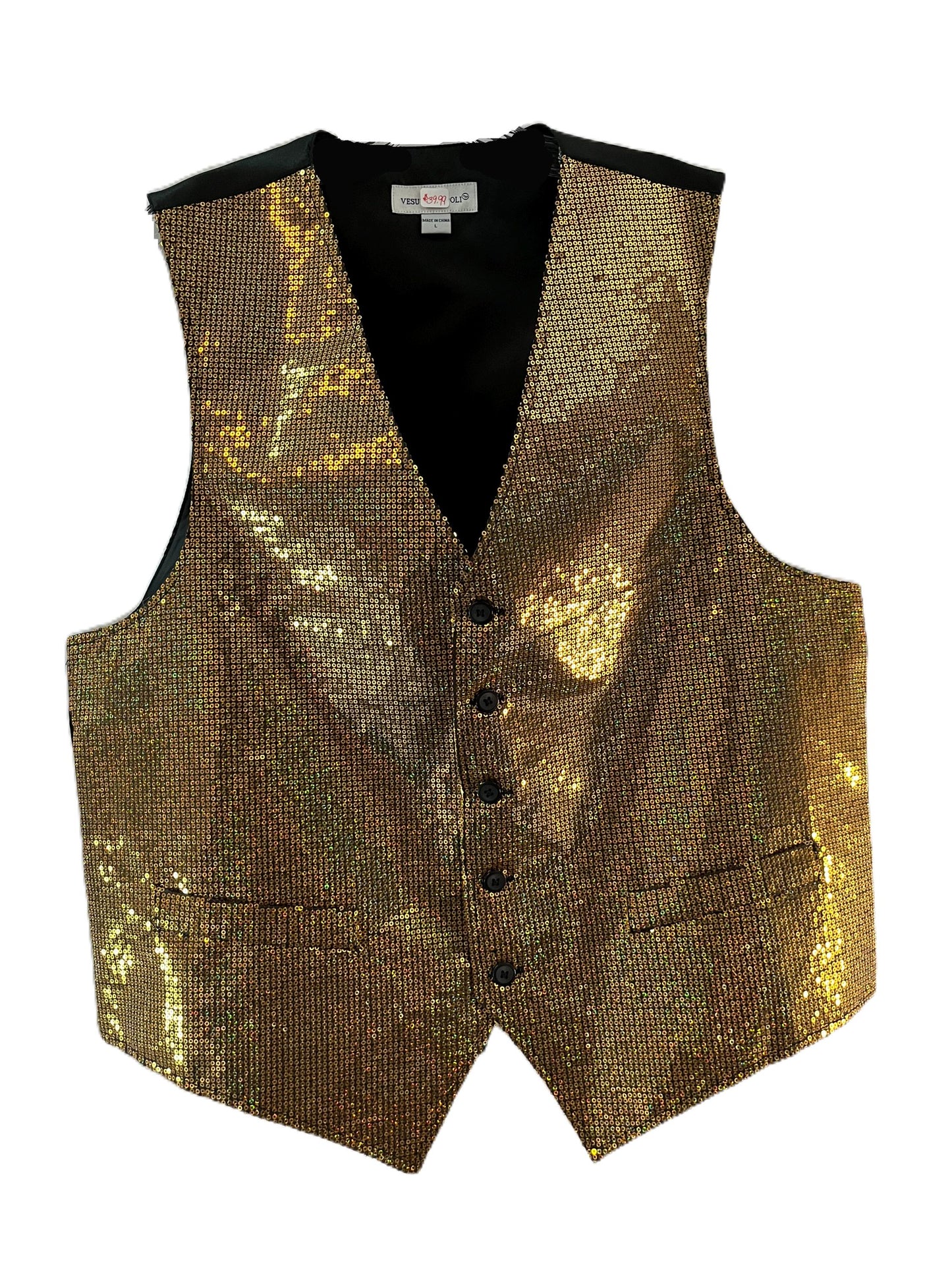 Men's Sequin Vest | Silver or Gold Sparkle Waistcoat | Disco Prom Party Outfit | Shiny Sequin Tuxedo Vest |