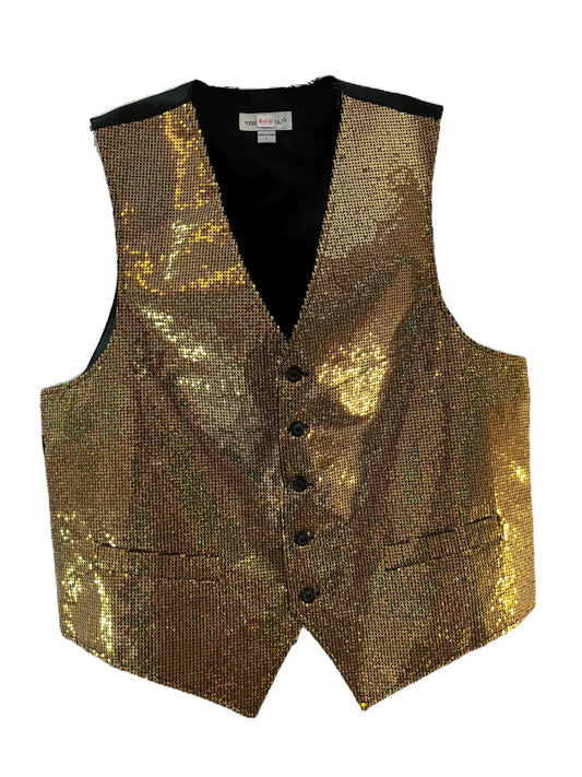 Men's Sequin Vest | Silver or Gold Sparkle Waistcoat | Disco Prom Party Outfit | Shiny Sequin Tuxedo Vest |