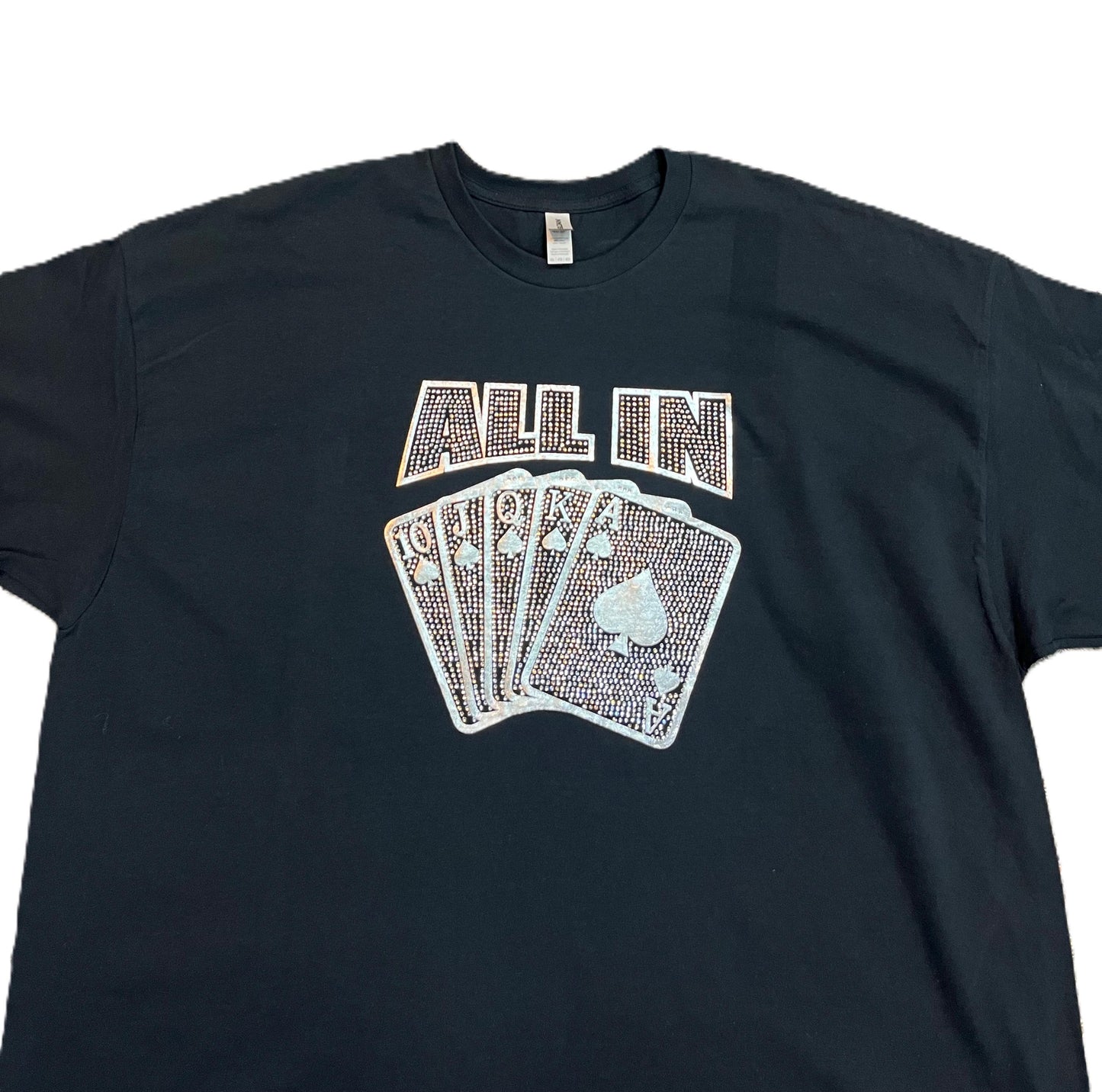 All In Gambling Card Rhinestone Casino T Shirt