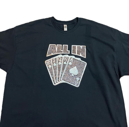 All In Gambling Card Rhinestone Casino T Shirt