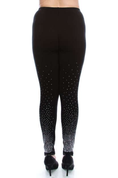 Ombre Rhinestone Mid-Rise Leggings