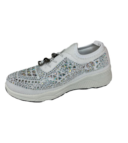 Golden Road Sneakers Girls Sparkly Rhinestone Sneakers – Bling Casual Shoes for Little Girls, Mesh Trainers with Crystals