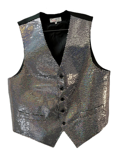 Men's Sequin Vest | Silver or Gold Sparkle Waistcoat | Disco Prom Party Outfit | Shiny Sequin Tuxedo Vest |