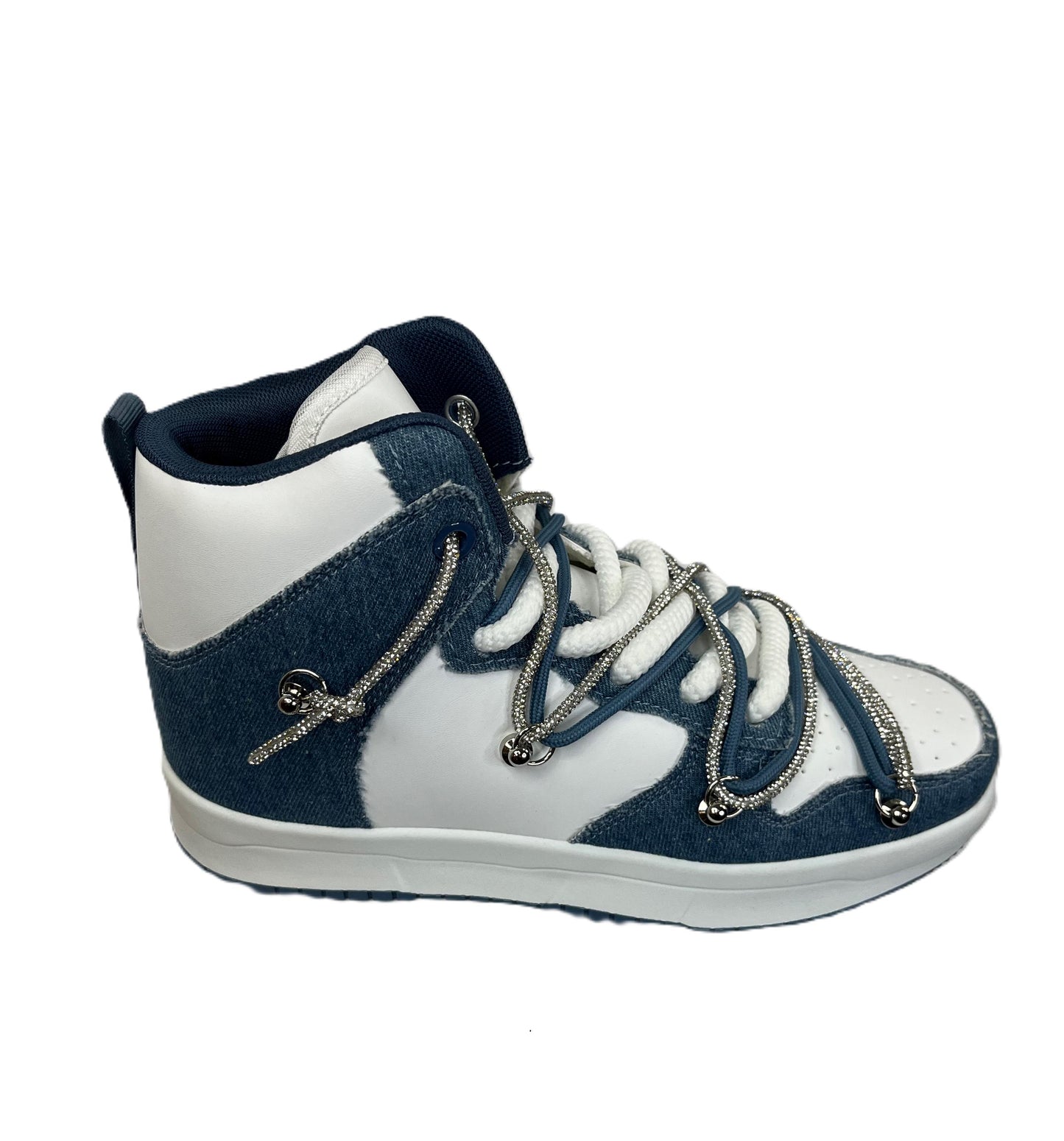 Liliana Denim Rhinestone Chain Sneakers