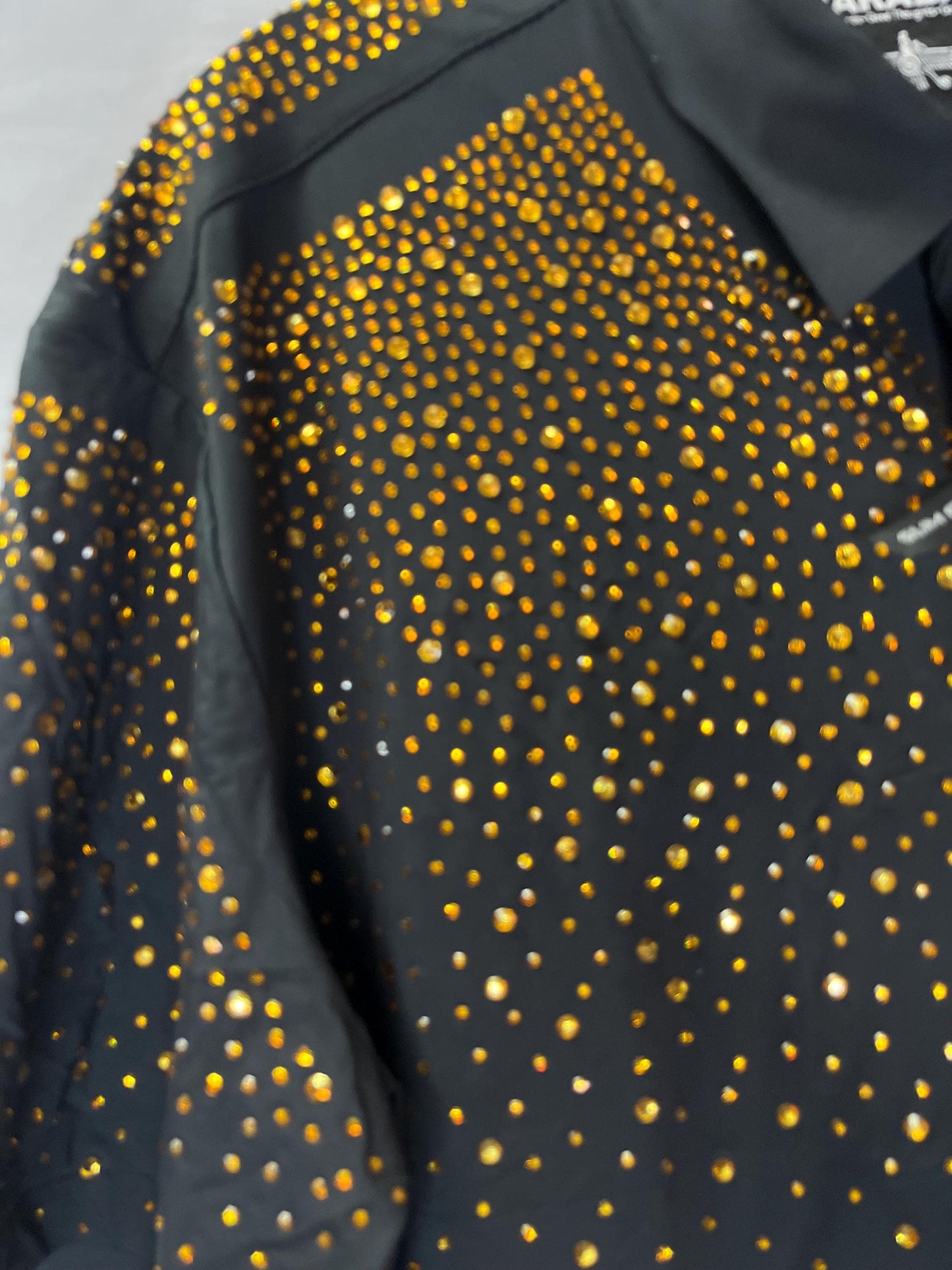 Men’s Rhinestone Studded Button-Down Shirt – Short Sleeve Statement Shirt | Studded Bling Shirt | Black Party Shirt | Vegas Wear