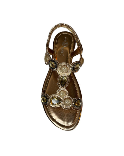 Stone Embellished Strap Elastic Band Women's Summer Sandals