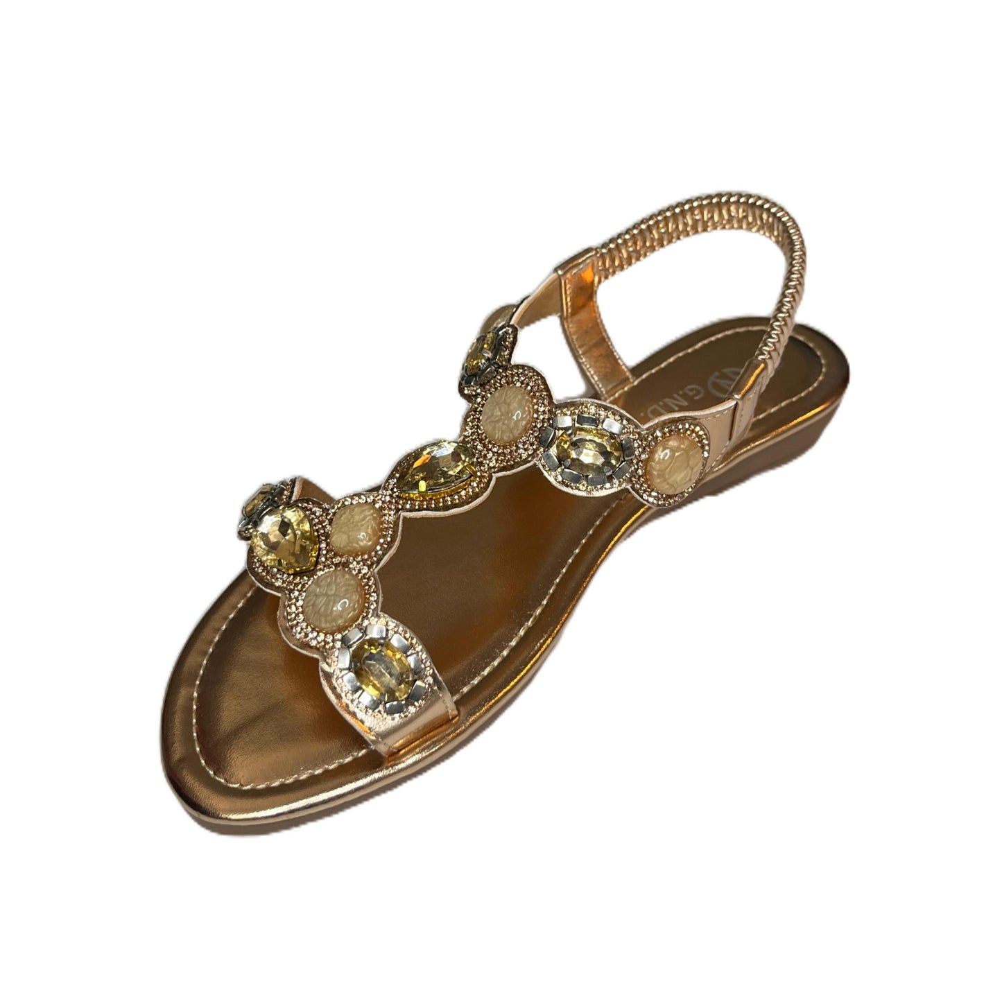 Stone Embellished Strap Elastic Band Women's Summer Sandals