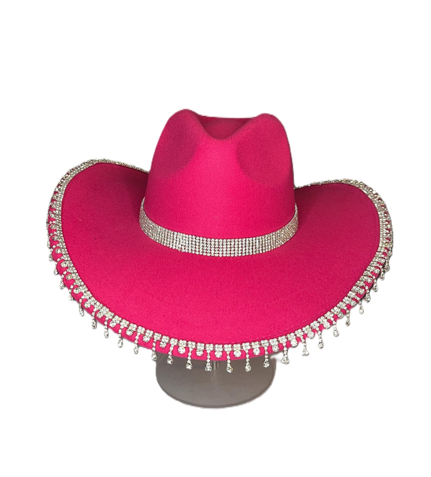 Bold Fuchsia Rhinestone-Trimmed Cowboy Hat