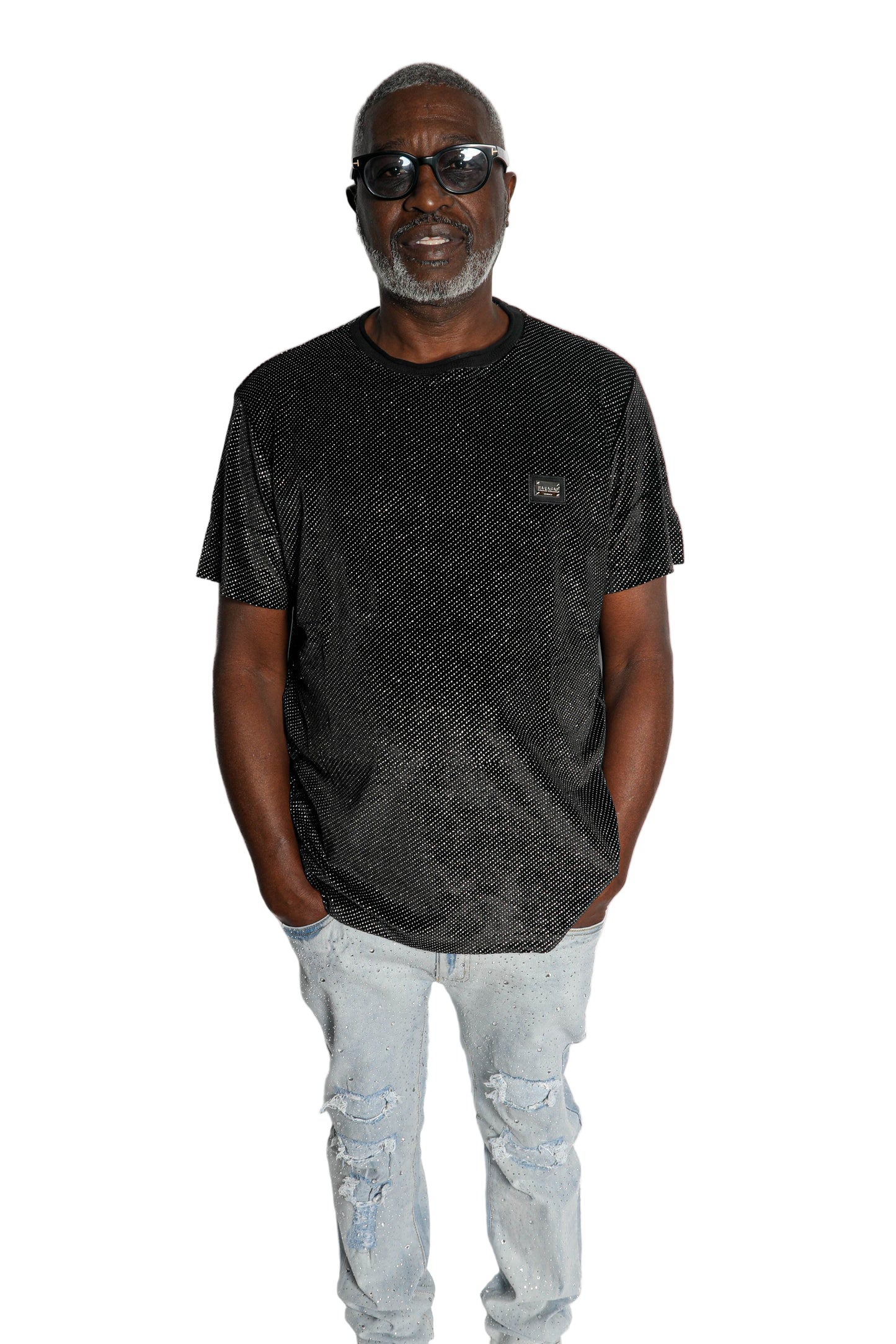 Men's Black Sparkle TShirt | Barabas Luxe Streetwear | Party Clubwear Bling Shirt | Short Sleeve Tee | Shiny Party Shirt | Luxury Streetwear