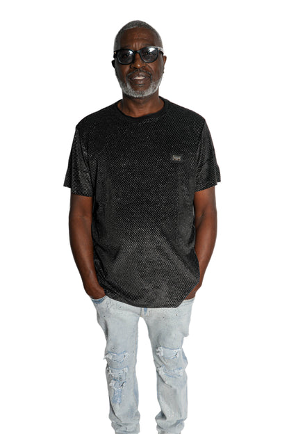 Men's Black Sparkle TShirt | Barabas Luxe Streetwear | Party Clubwear Bling Shirt | Short Sleeve Tee | Shiny Party Shirt | Luxury Streetwear