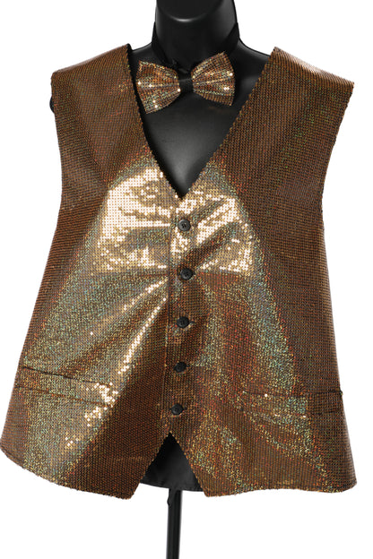 Men's Sequin Vest | Silver or Gold Sparkle Waistcoat | Disco Prom Party Outfit | Shiny Sequin Tuxedo Vest |