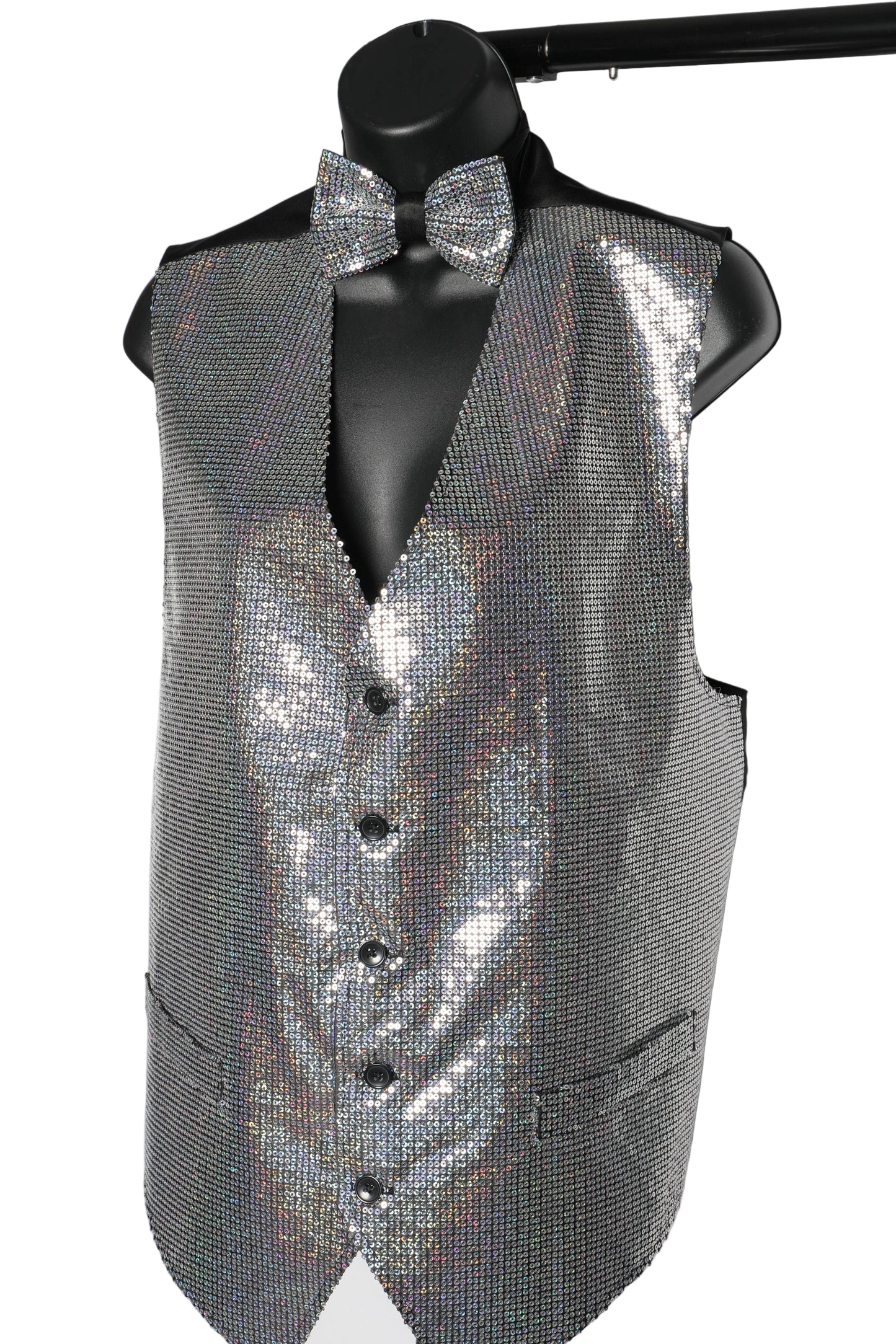 Men's Sequin Vest | Silver or Gold Sparkle Waistcoat | Disco Prom Party Outfit | Shiny Sequin Tuxedo Vest |