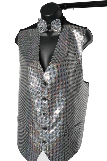 Men's Sequin Vest | Silver or Gold Sparkle Waistcoat | Disco Prom Party Outfit | Shiny Sequin Tuxedo Vest |