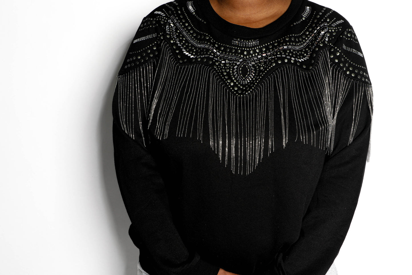 Stones & Metal Fringe Sweatshirt