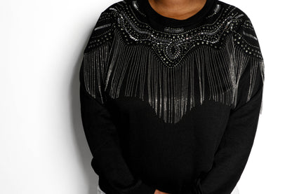 Stones & Metal Fringe Sweatshirt
