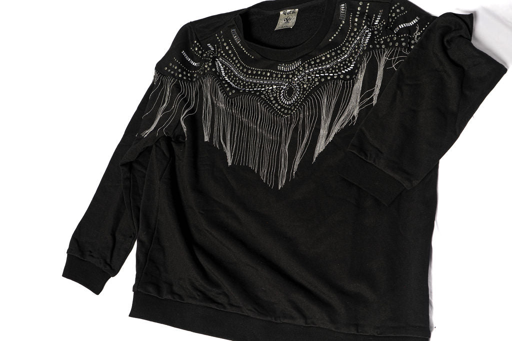 Stones & Metal Fringe Sweatshirt