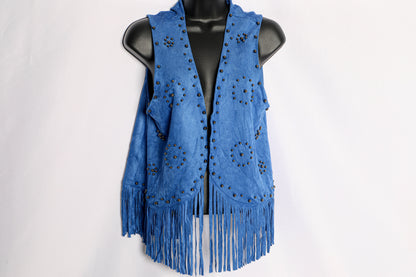 Suede Fringe Vest with Stud Detailing