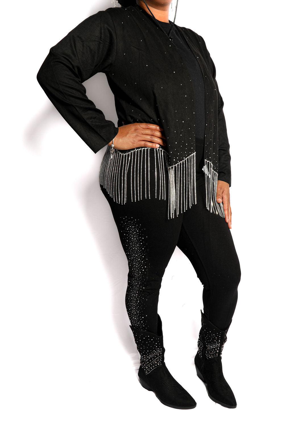 Side Rhinestone Embellished Leggings