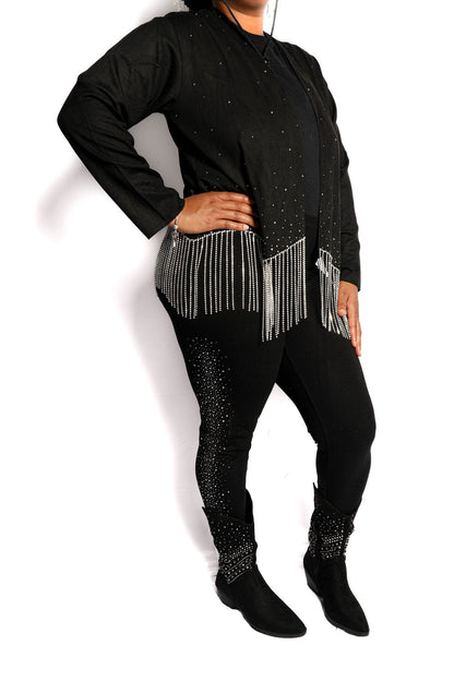 Side Rhinestone Embellished Leggings