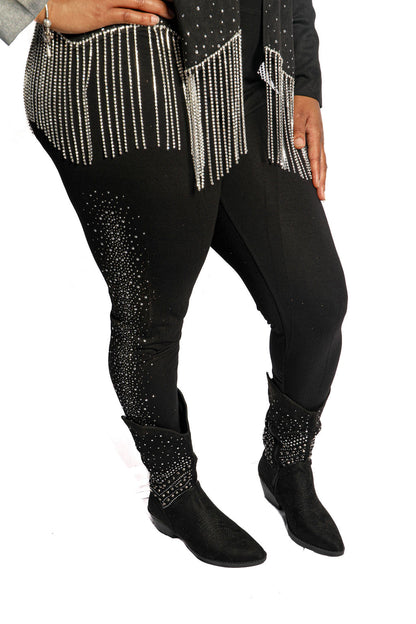 Side Rhinestone Embellished Leggings