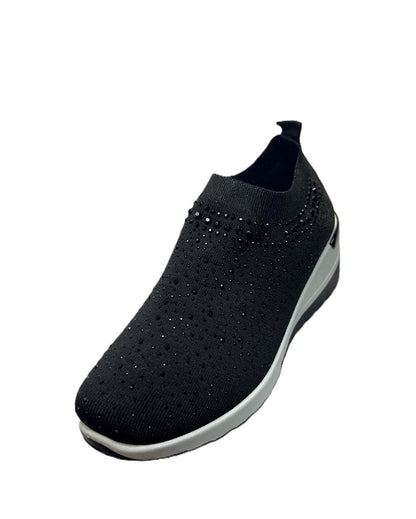 Atalina Black Rhinestone Slip-on Sneaker