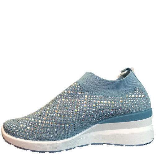 Golden Road Rhinestone Shoes - Wedge Sneakers for Women
