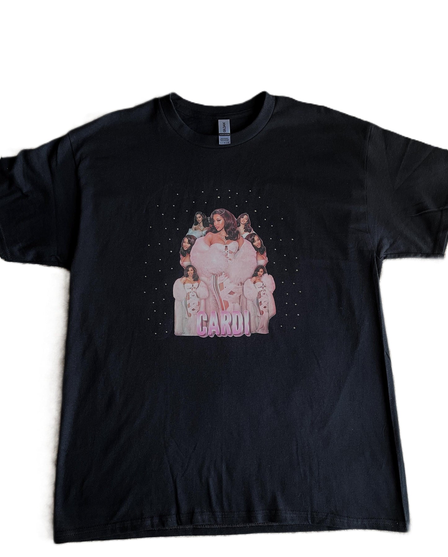 Cardi B Rhinestone Vinyl T Shirt