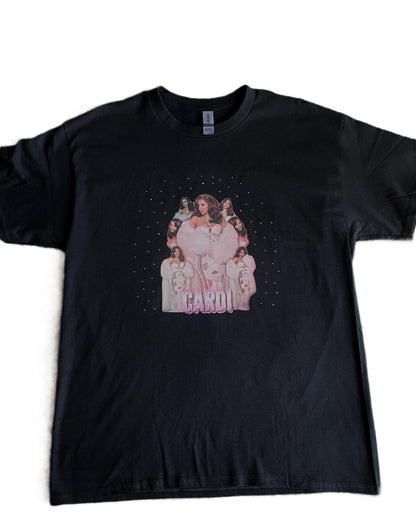 Cardi B Rhinestone Vinyl T Shirt