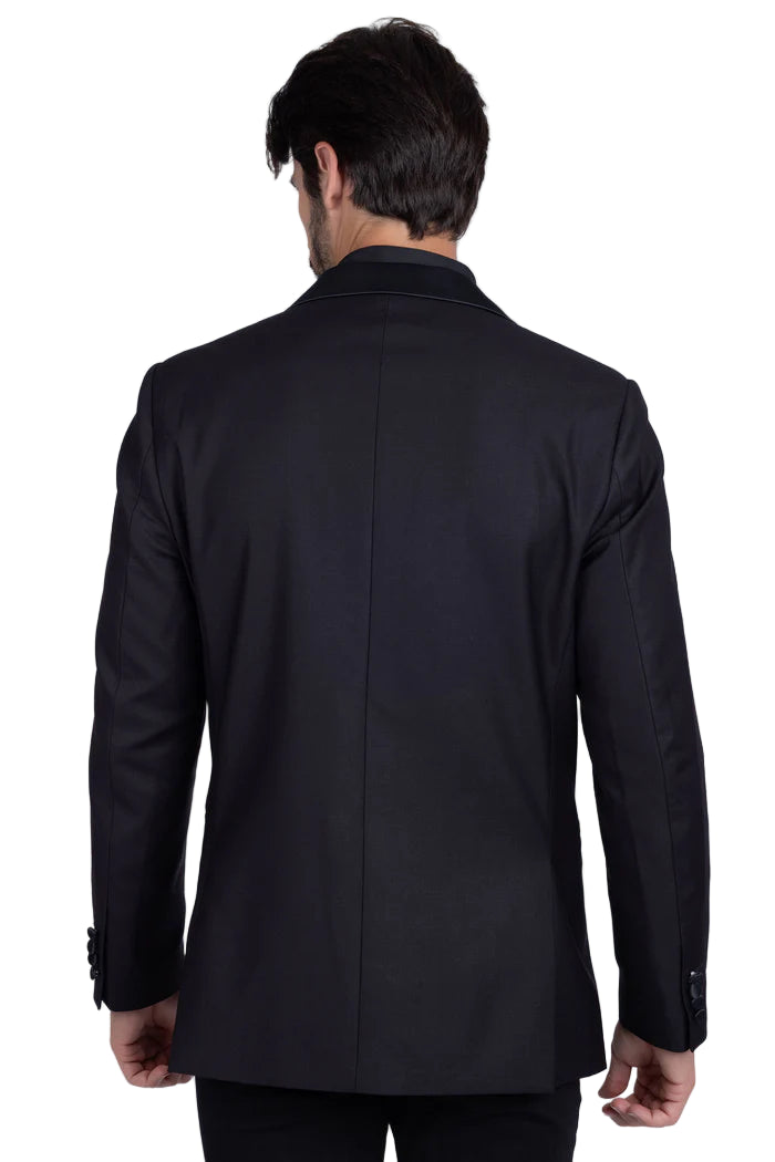 Halong Rhinestone Men’s Blazer – Black Peak Lapel Sequin Jacket, Slim Fit Formal Tuxedo, Luxury Statement Evening Wear