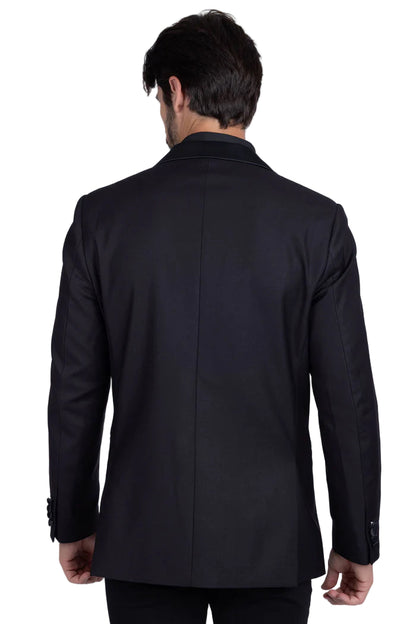 Halong Rhinestone Men’s Blazer – Black Peak Lapel Sequin Jacket, Slim Fit Formal Tuxedo, Luxury Statement Evening Wear