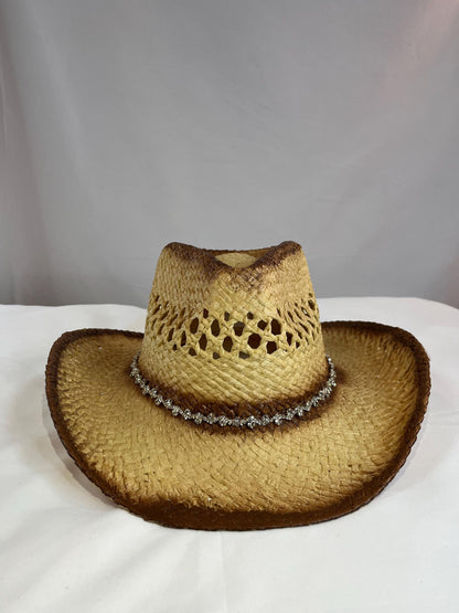 Western Straw Cowboy Hat with Rhinestone Band