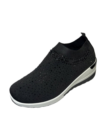 Atalina Black Rhinestone Slip-on Sneaker