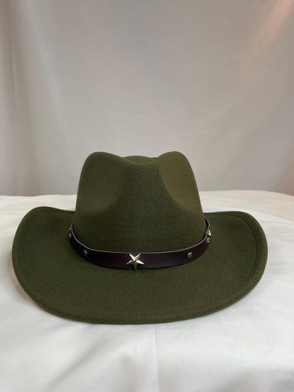 Western Style Cowboy Cowgirl Hat with Star Belt Band - Western Rodeo