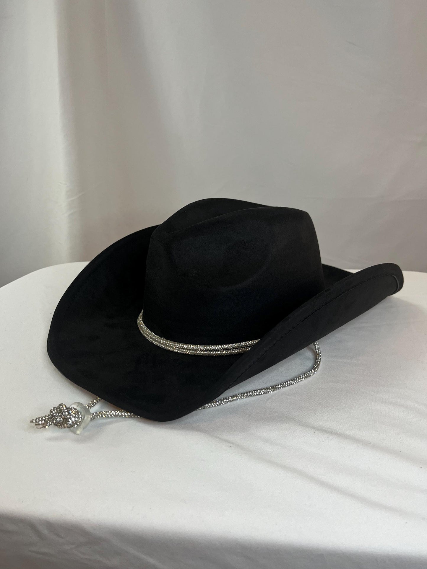Black Rhinestone Rope Cowboy Hat | Sparkle Western Hat | Glam Cowgirl Hat with Chin Strap | Rodeo Festival Concert Hat