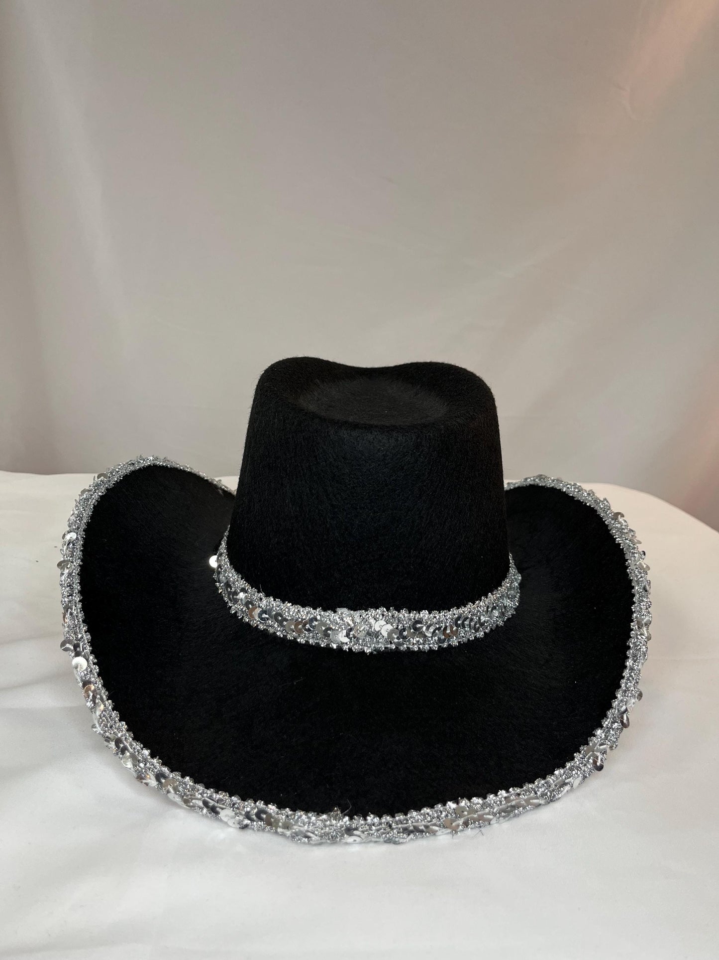 Western Style Rodeo Cowboy Hat with Silver Sequin Trim