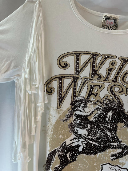 Wild West Fringe Shirt | Route 66 Graphic Tee | Cowgirl Boho Top | Rodeo Festival Fringe T-Shirt | Western Shirt Women