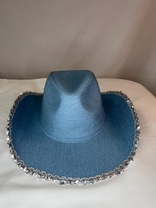 Denim Cowboy Hat Edge Sequin