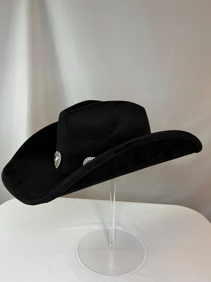 Black Rhinestone Heart Cowboy Hat – Western Glam Rodeo Hat – Festival Statement Accessory – Country Concert Hat – Cowgirl Hat with Bling