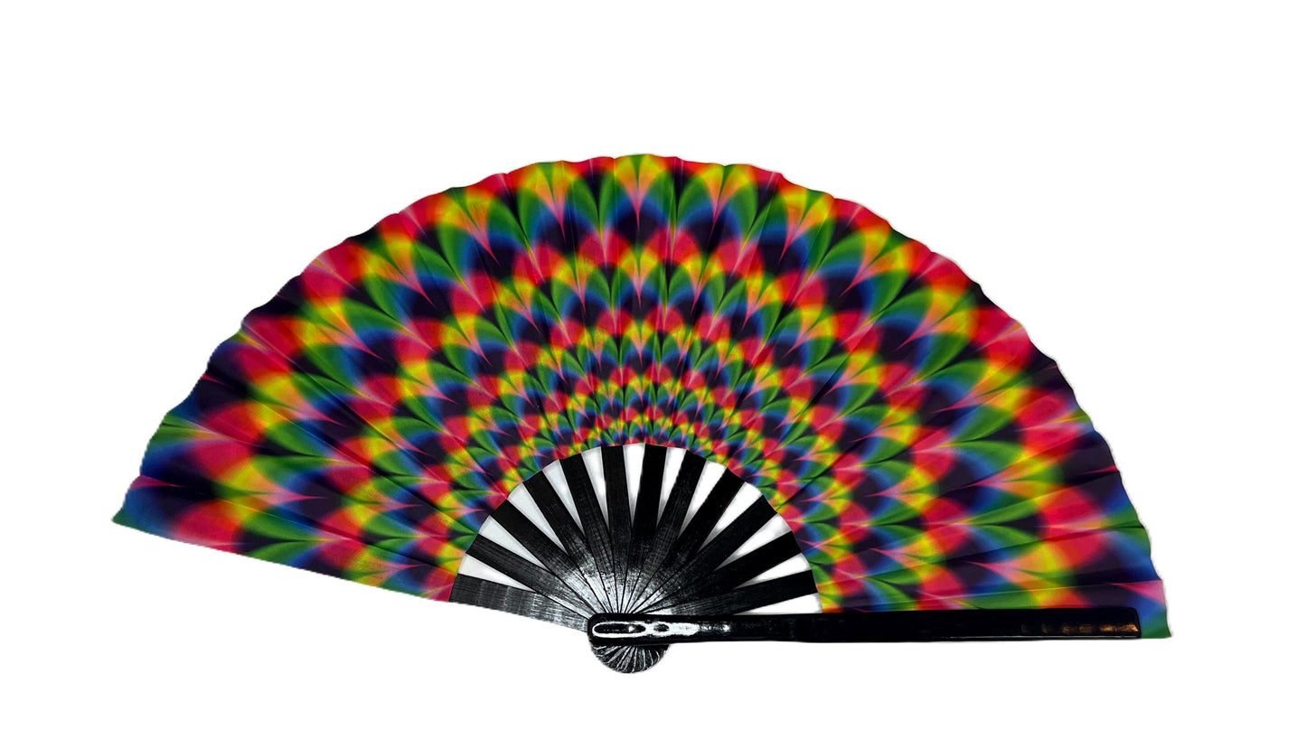Large Print Colorful Ombre Rainbow Handheld Fan Line Dance Rodeo Fan
