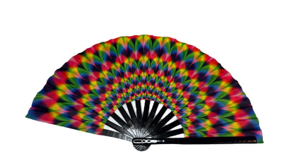 Large Print Colorful Ombre Rainbow Handheld Fan Line Dance Rodeo Fan