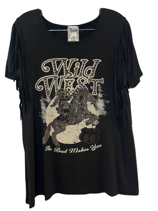 Wild West Fringe Shirt | Route 66 Graphic Tee | Cowgirl Boho Top | Rodeo Festival Fringe T-Shirt | Western Shirt Women