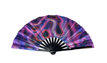 Large Print Colorful Ombre Rainbow Handheld Fan Line Dance Rodeo Fan